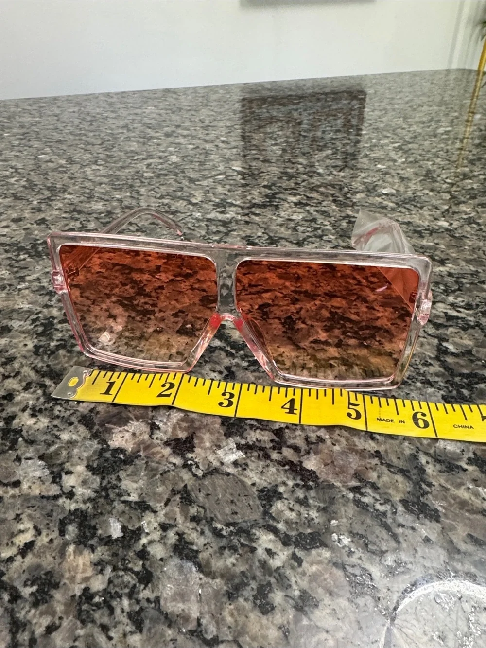 Oversized Transparent Pink Square Sunglasses
